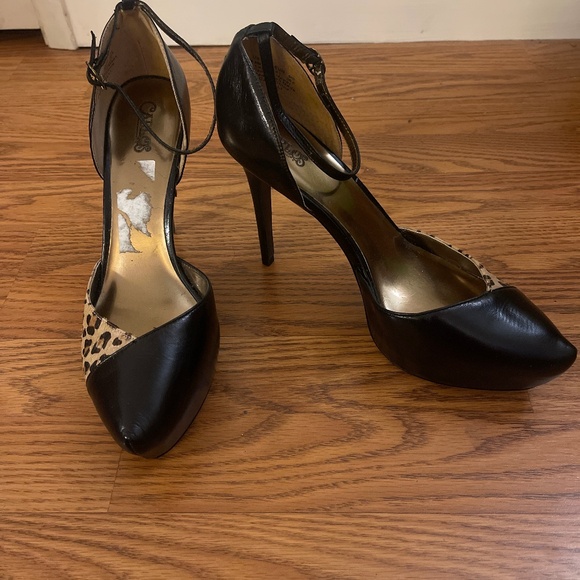 Carlos Leopard Platform Pumps 9.5 - Picture 1 of 4